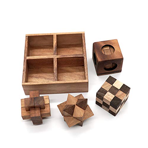 Fun Games for Adults 3D Wooden Puzzle Brain Teasers and Educational Games in Set of 9 Wooden Puzzles to Challenging Puzzles for Adults and Brain Games for Kids Suit for Living Room (4 Puzzle Set) - Image 4