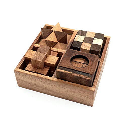 Fun Games for Adults 3D Wooden Puzzle Brain Teasers and Educational Games in Set of 9 Wooden Puzzles to Challenging Puzzles for Adults and Brain Games for Kids Suit for Living Room (4 Puzzle Set) - Image 6