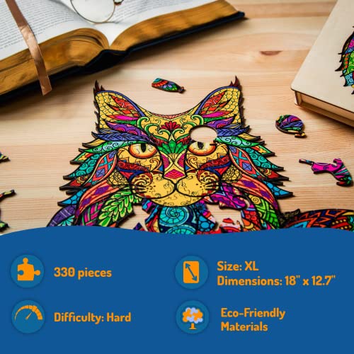 Wooden Jigsaw Puzzles for Adults XL 330 Piece (18”x12.7”) – Cat Wood Jigsaw Puzzle for Adults by The Puzzled Tree - Image 4