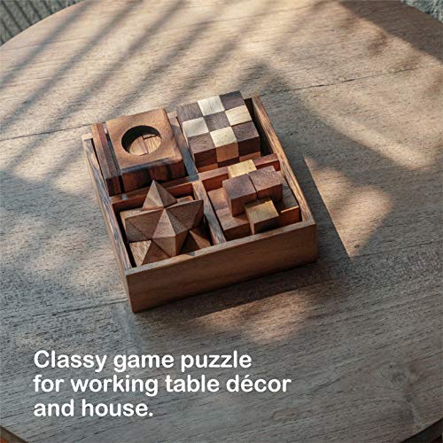 Fun Games for Adults 3D Wooden Puzzle Brain Teasers and Educational Games in Set of 9 Wooden Puzzles to Challenging Puzzles for Adults and Brain Games for Kids Suit for Living Room (4 Puzzle Set) - Image 10
