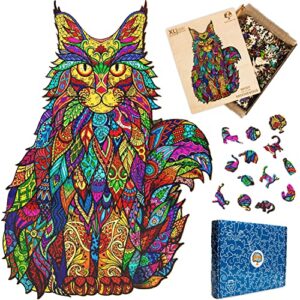 Wooden Jigsaw Puzzles for Adults XL 330 Piece (18”x12.7”) – Cat Wood Jigsaw Puzzle for Adults by The Puzzled Tree