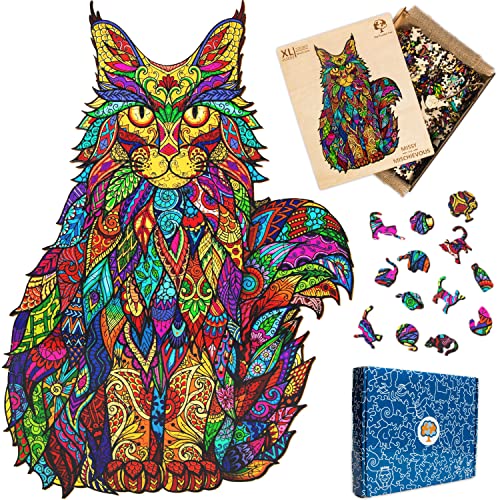 Wooden Jigsaw Puzzles for Adults XL 330 Piece (18”x12.7”) – Cat Wood Jigsaw Puzzle for Adults by The Puzzled Tree